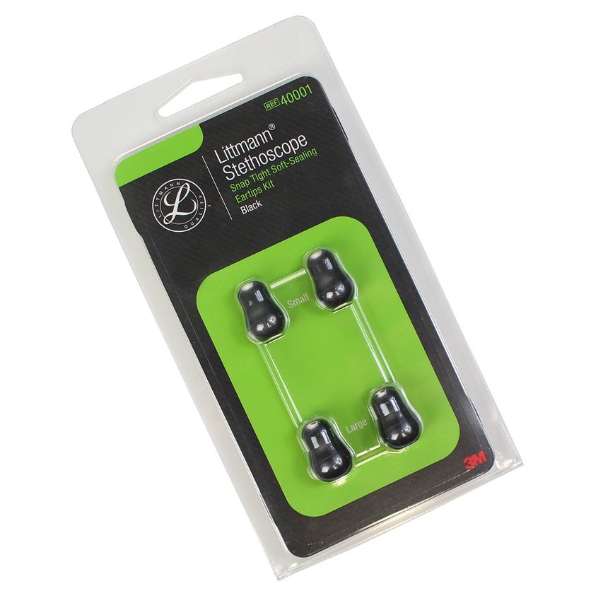 3M Littmann Snap Tight Soft Sealing Eartips, Black Small & Large