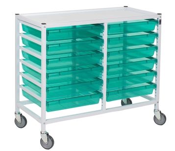 Gratnells Double Hospital Trolley Set with 12 Trays