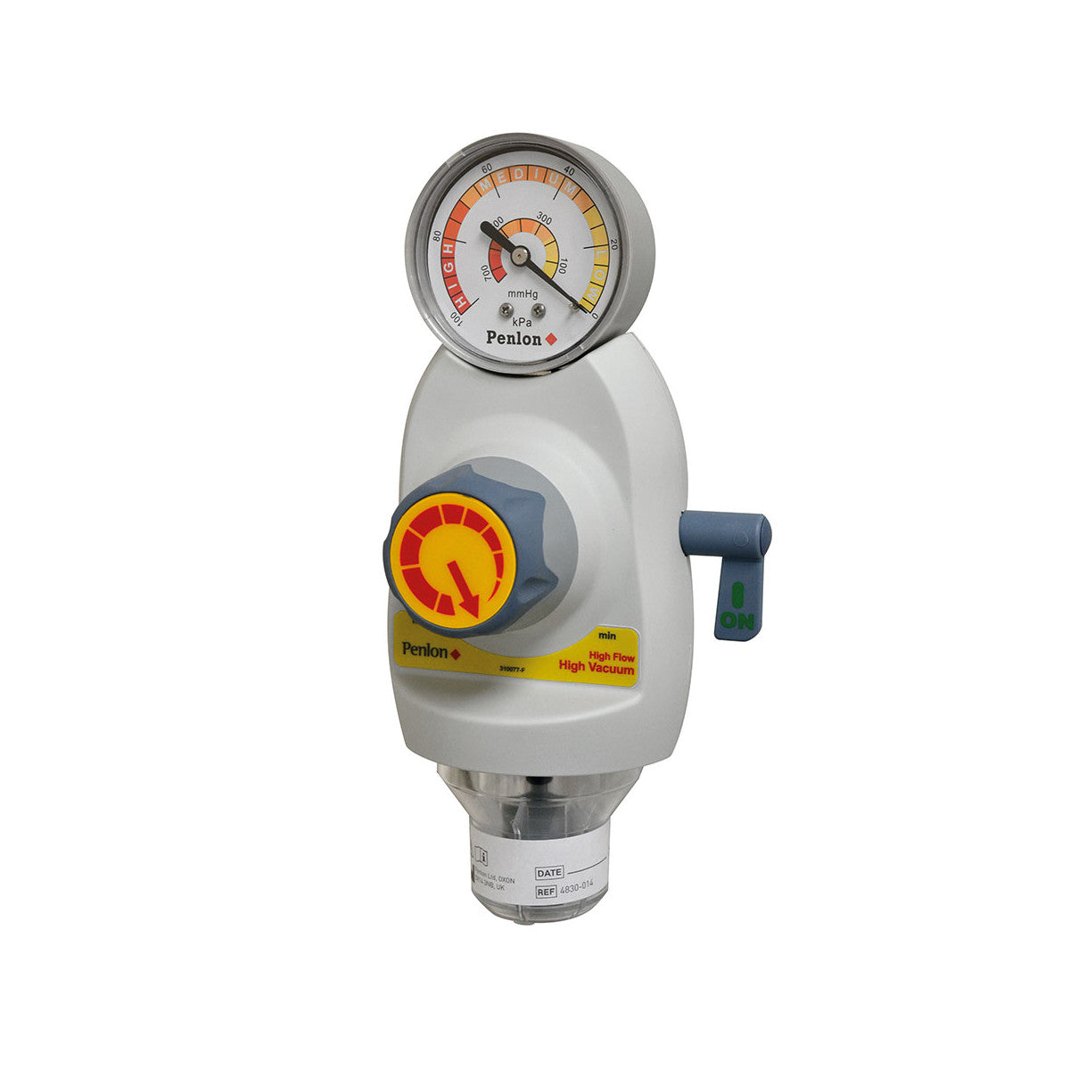 Penlon SC760 Suction Controller medical device with a pressure gauge, control knob, and label indicating low suction range.