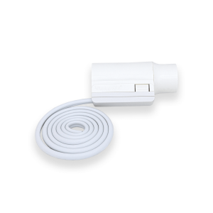 A white Vitalograph Remote Flowhead Adapter Kit designed for use with the Vitalograph Micro Spirometer, consisting of a flowhead and a tube.